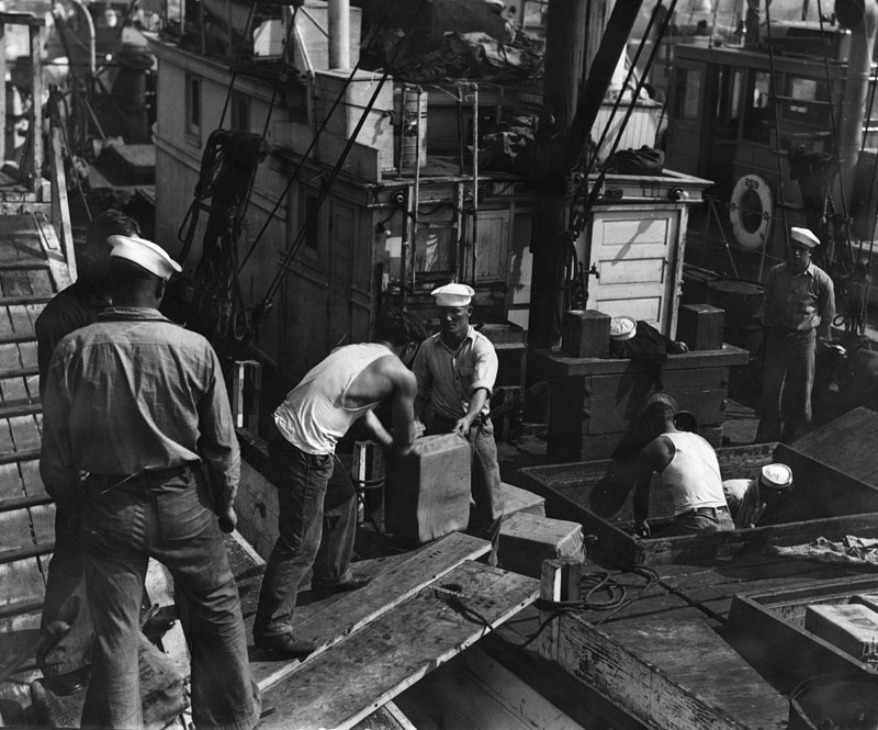 Coast Guard unloading contraband liquor